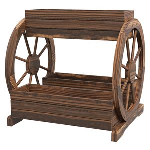 3-Tier Durable Brown Wooden Wagon <b>Planter</b> <b>Box</b> 25 X 21 X 24 for Vertical Gardening-Raised Garden Bed for Vegetables Made Fir - Product Image 1