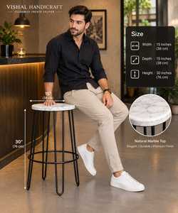 Taburete de Bar de Lujo con Tapa de Mármol y Estructura Metálica Resistente para Hoteles, Restaurantes, Cafeterías, Pubs e Interiores Comerciales Premium - Product Image 2