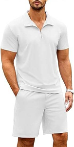 Nuevo conjunto de pantalones cortos tipo polo transpirables para hombre, diseño moderno, estilo casual, conjunto deportivo de color sólido, conjunto de 2 piezas para hombre - Product Image 2