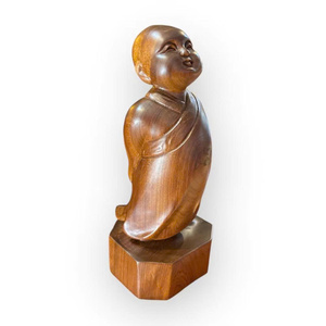 Petite sculpture de moine sculptée à la main en bois de rose, décoration de table pour la méditation, thème bouddhiste - Product Image 5