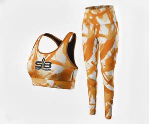 Conjunto de Yoga para Mujer, de la Mejor Calidad, Texturizado, con Costuras Sólidas, Estampado Digital, 2 Piezas, Transpirable, Cintura Alta - Product Image 1