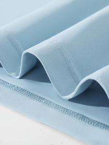Men's Light Blue Polo Shirt Solid Color Knitted Cotton Casual Summer Wear - Product Image 4