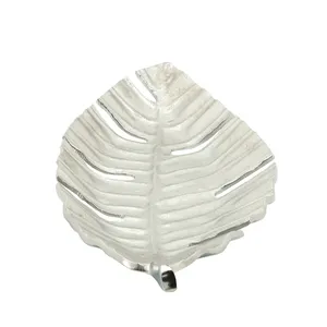 Handmade Decorative Metal Display Tray with Premium Artisan Surface FinishHandmade Eco-Friendly <b>Ceramic</b> Round Leaf Serving <b>Plate</b> - Product Image 4