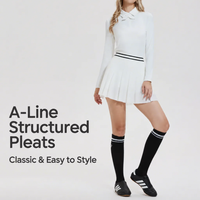 Ensemble jupe de tennis pour femme avec logo personnalisé, polo à manches longues plissé avec short intégré, séchage rapide pour le tennis et le golf