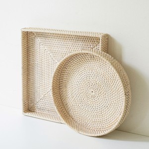 New Collection Wicker <b>Breakfast</b> Tea and Coffee Tray <b>Set</b> Mini Woven Rattan Waiter Serving Trays From Vietnam - Product Image 1