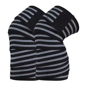 Wholesale Knee Pads Knitted <b>Black</b> Gray Striped Breathable Hook Loop Closure Unisex All Seasons Protection - Product Image 1