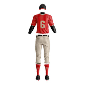 Conjunto de Uniforme de Béisbol a Rayas Rojas para Hombre, Camiseta de Manga Corta, Pantalones y Gorra, Transpirable, de Poliéster, para Todas las Temporadas, Uniformes de Béisbol Juveniles - Product Image 4