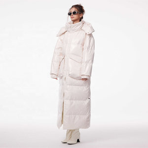Manteau d'hiver en duvet pour femme Very-Nong - Capuche amovible, veste longue épaisse, en cuir, coupe droite minimaliste, fermeture éclair double tête - Product Image 3
