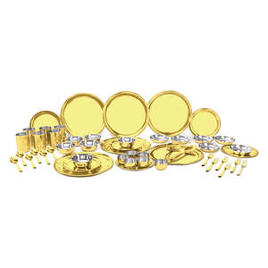Ensemble de dîner Shagun en acier inoxydable avec revêtement PVD or 50 PCS (capacité de 6 personnes) - Product Image 1