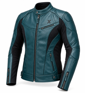 Blouson de moto en cuir extensible |   Teal, noir, bordeaux, camel |   Fabricant OEM ODM |   Qualité de conception haut de gamme |   Vêtements de course | - Product Image 3