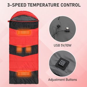 Sacco a Pelo Rettangolare Leggero con Cuscinetti Riscaldanti Alimentati Tramite Multi-USB, Sacco a Pelo Riscaldato Impermeabile Compatto a Busta con Fodera - Product Image 1