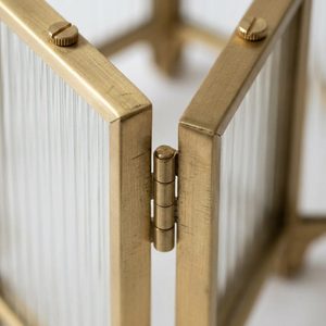 Handmade 24 cm <b>Brass</b> Glass Candle <b>Lantern</b> Brushed <b>Brass</b> Screen Folds Flat Concertina Optic Screen for Home Decor Hotel Wedding - Product Image 4