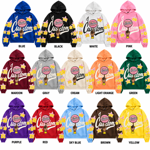 <b>Royal</b> <b>Blue</b> Oversized Hoodie Custom Letter Print Star Number Patch Streetwear Pullover Sweatshirt Unisex 100% Cotton <b>Fleece</b> - Product Image 6