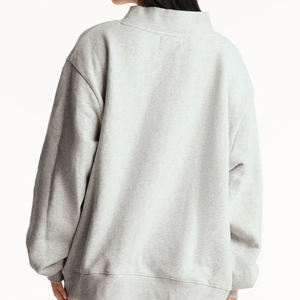 Custom Logo <b>Women's</b> Soft Cotton Mock Neck Streetwear Embroidered Jumper Fleece Oversized Pullover <b>Women</b> Mockneck Sweatshirts - Product Image 2