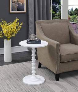 Mesa Auxiliar Redonda de Madera, Mesa de Noche, Mesa Auxiliar para Sala de Estar o Dormitorio (Blanca) - Product Image 1