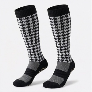 Knee High Houndstooth Pattern <b>Socks</b> Anti-Slip Cycling Sports <b>Socks</b> for Adults Autumn Wear - Product Image 1