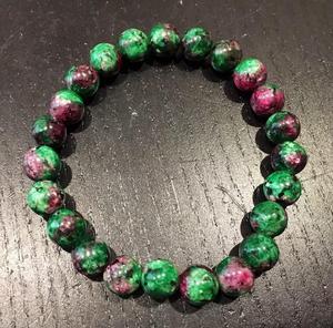 Bracelet en pierres précieuses classiques Chakralume Ruby Zoisite, cristal de guérison, provenant du Rajasthan, pour femmes et hommes, cadeau unisexe, perles rondes de 8 mm - Product Image 6