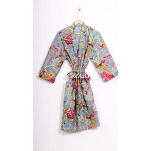 Kimono Kantha en coton fait main indien pour femme et homme, élégant, pour la plage, peignoir d'été, patchwork floral, cadeau, maison - Product Image 6