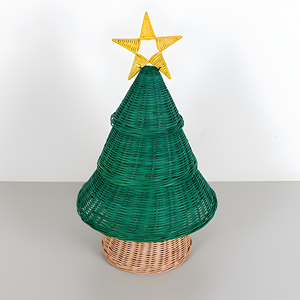 Ornements décoratifs de Noël en rotin faits à la main, arbres de Noël en gros, accessoires de fêtes - Product Image 2