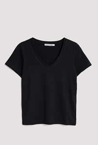 Women's V-neck Short Sleeve Solid Color 100% Cotton Streetwear T-shirt Belt Decoration Custom Logo Silk Screen Printing - Product Image 3