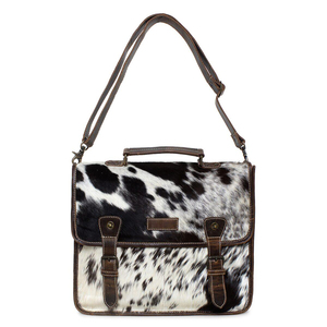 Bolso Bandolera de Cuero con Pelo para Portátil, Unisex, de Piel de Vacuno, para Portátiles de 14 Pulgadas, Directo de Fábrica LHLB-0012 - Product Image 1