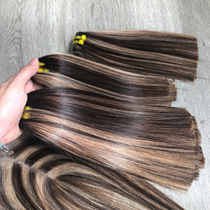 Extensiones de cabello humano de color marrón Rubio piano de hasta 30 pulgadas de cabello virgen crudo - Product Image 1