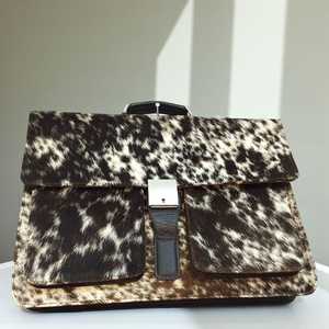 Maletín de Cuero Genuino Vintage con Pelo para Portátil, Bolso de Negocios, Maletín de Mensajero, Bolso de Mano, Bolso de Oficina para Ordenador Portátil LPBH-0008 - Product Image 6