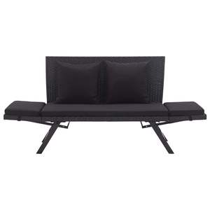Lit de soleil d'extérieur noir standard convertible en polyrotin, mobilier de patio - Product Image 6