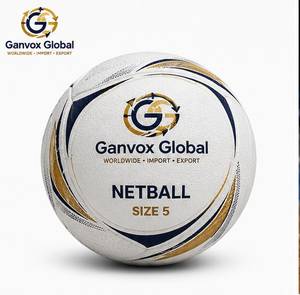GANVOX GLOBAL <b>Size</b> <b>5</b> <b>Netball</b> White Gold Blue PU Leather Butyl Bladder Lightweight Stitched Basketball Training Match Promotion - Product Image 1