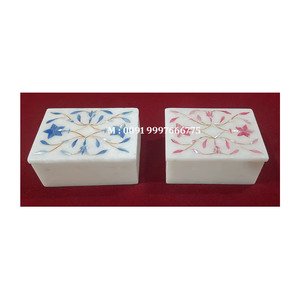Boîte à bijoux en marbre blanc naturel, design le plus populaire, forme rectangulaire, design floral fait à la main, utilisée pour la décoration de la maison et les cadeaux - Product Image 4