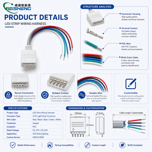 RGB Yedi Renkli LED Işık Şeridi 4 Pinli Erkek Konnektör, Güvenlik İçin PVC Kılıflı - Product Image 3