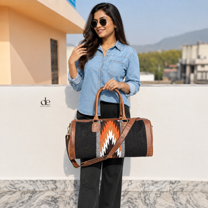 Bolsos de Viaje Grandes de Cuero Genuino con Diseño Azteca Estilo Vintage, Última Llegada 2026, Patrón Occidental, Multiusos - Product Image 3
