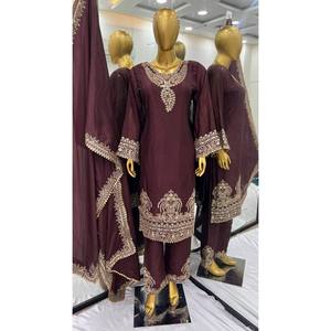 Trendy Women's Top-Bottom and Dupatta <b>Set</b> with <b>Embroidery</b> Sequence Work - Product Image 5