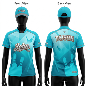 Premium 180 GSM Polyester Spandex Sublimated <b>Bowling</b> Jersey Peach Cream Contrast Panel Custom Logo Name Number - Product Image 3