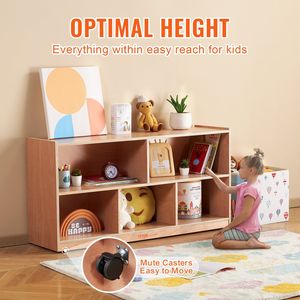 Armadietto Mobile con 5 Scomparti e 2 Ripiani per la Scuola, Mobiletto Contenitore per Bambini per l'Uso in Classe - Product Image 3