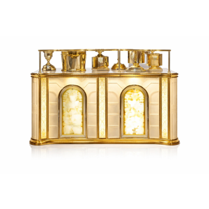 Comptoir de restauration en acier doré - Product Image 1