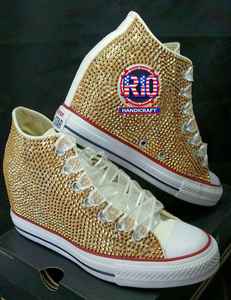 Baskets compensées personnalisées en cuir PU blanc pour femme, avec appliques florales colorées, perles et lacets en satin, chaussures de marche - Product Image 6