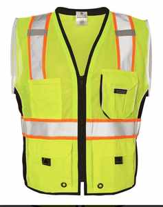 Chaleco de Seguridad de Malla con Siete Bolsillos Exteriores de Poliéster Sólido, un Bolsillo Exterior de PVC en el Pecho, Cierre de Cremallera - Product Image 1