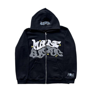 Y2k Hoodies Puff Print Hoodie Grunge Graphic Zip Up Hoodies Y2k <b>Jacket</b> Hip Hop Streetwear Aesthetic Sweatshirts - Product Image 1