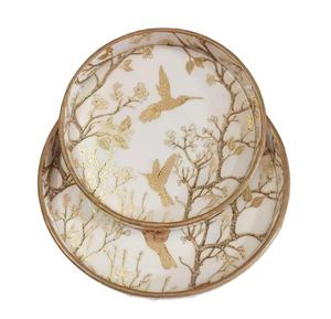 Plateau de service artisanal multi-pièces en bois d'acacia, design moderne, Décor Impex M-681, pour mariages, Diwali et autres occasions, bougie décorative - Product Image 5