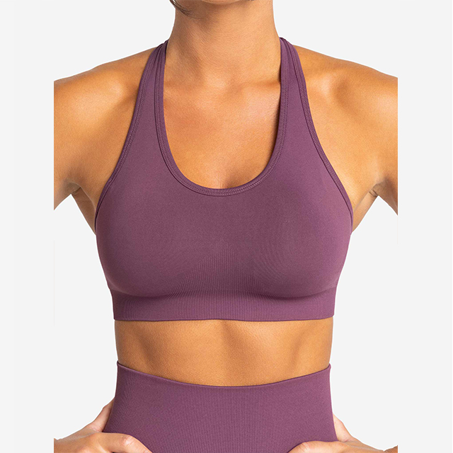 2026 New Design Triangle Lace Trimmed Wire-Free Breathable Women's Sports Bra Adjustable Straps Backless Spandex/Nylon Summer