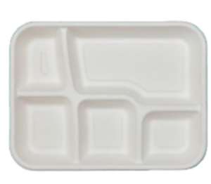 Exclusive 5 Compartment <b>Plastic</b> Meal <b>Trays</b> 295mm By 255mm Rectangle Divided Serving Plates 25.5mm Deep For Restaurant Buffet - Product Image 2