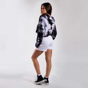 Sweat-shirt à capuche court tie-dye pour femme, à manches longues, tricoté, décontracté, pour l'automne - Product Image 2