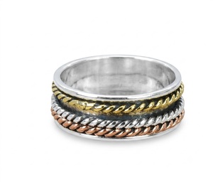 925 Sterling Silver <b>Spinner</b> Meditation <b>Ring</b> Handmade Fidget Band <b>Ring</b> Silver Copper Brass Jewelry Wholesale - Product Image 1