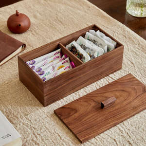 Plateau de service de luxe en bois naturel de qualité export avec couvercle pour fruits secs, idéal pour les cadeaux festifs et la décoration intérieure, disponible à la vente - Product Image 1