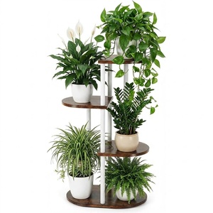 Moderno Soporte de Madera de 5 Niveles para Plantas de Interior, Estante de Exhibición Ecológico para Múltiples Macetas y Decoración de Hogar/Oficina - Product Image 1