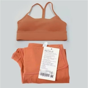 Ensemble 2 pièces de vêtements de sport et yoga pour femmes : Soutien-gorge de sport sans manches taille mi-haute et Leggings en Spandex/Polyester, couleur unie, écologique, avec logo personnalisé - Product Image 1