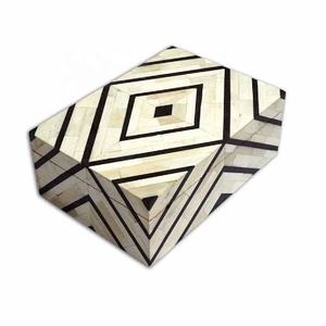 Caja de incrustaciones de hueso de línea blanca y negra de alta calidad, organizador de joyas de regalo novedoso con patrones negros disponibles en todos los tamaños y colores - Product Image 6