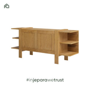 Meuble long moderne en teck massif, style contemporain, pour chambre, cuisine, entrée, salon, style Wabi-sabi, rangement TV, écologique - Product Image 3