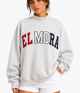 Sweat-shirt à col montant oversize pour femme El Mora avec logo personnalisé brodé, en molleton de coton doux, style streetwear décontracté - Product Image 1